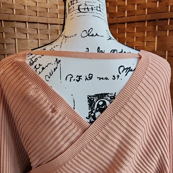 LOVE TREE, Relax Ribbed Knit Wrap, Waist Tie Sweater, Sz M ,Clay Color - Picture 5 of 7